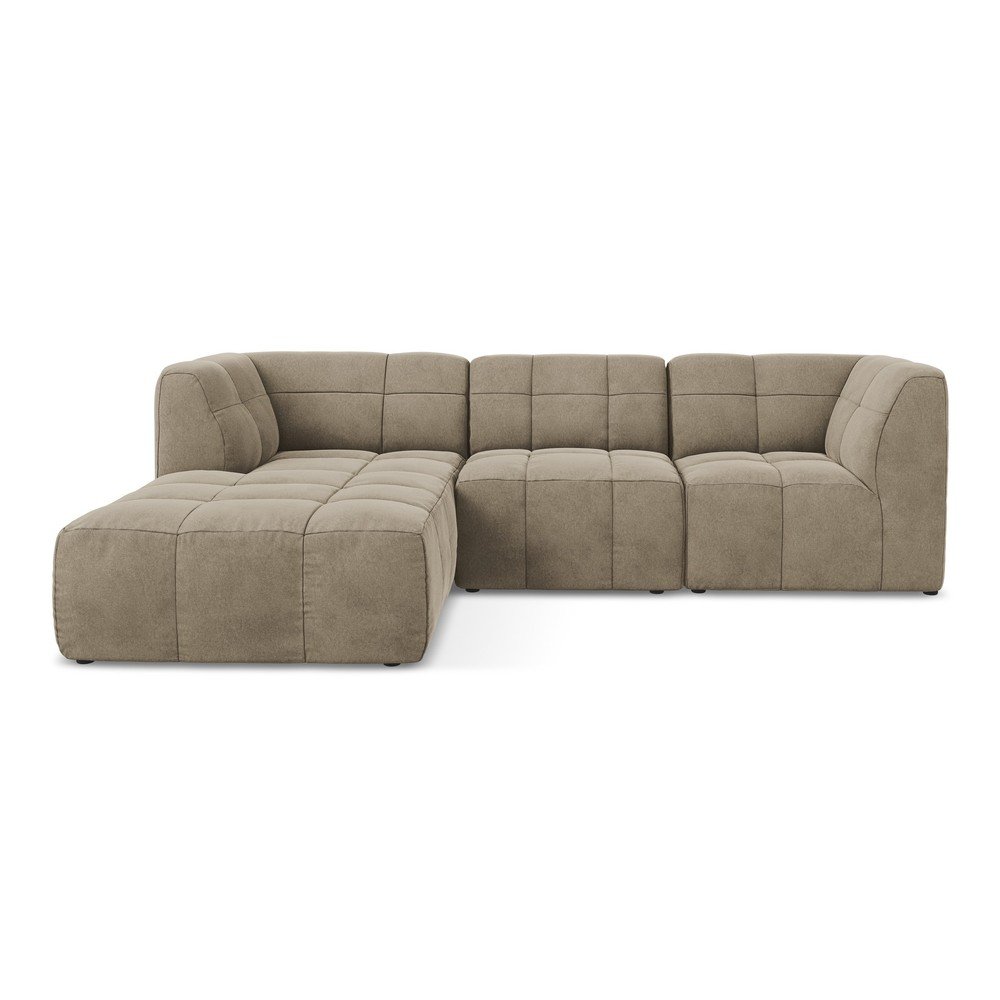 Barna bársony sarokkanapé (bal oldali-heverő résszel) Aloha – Makamii