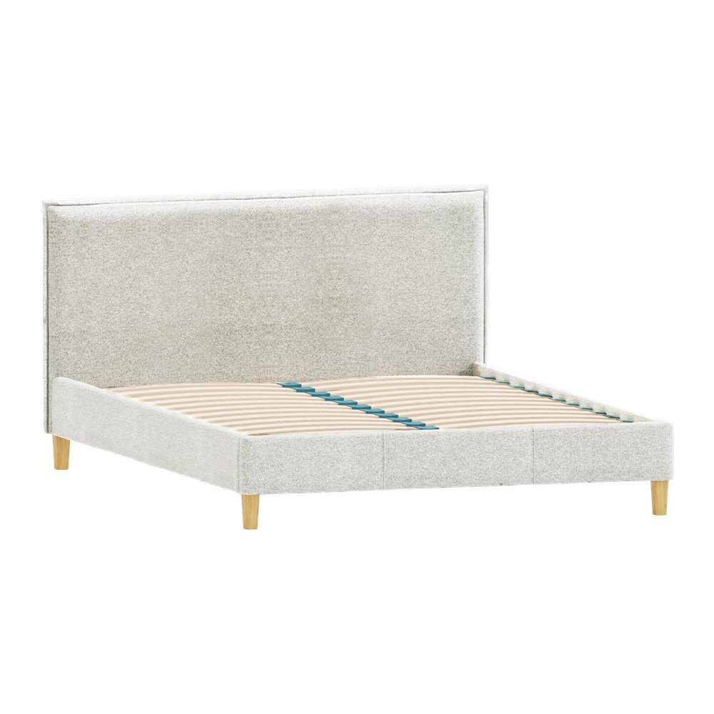 Bézs kárpitozott franciaágy ágyráccsal 160x200 cm Tina – Ropez