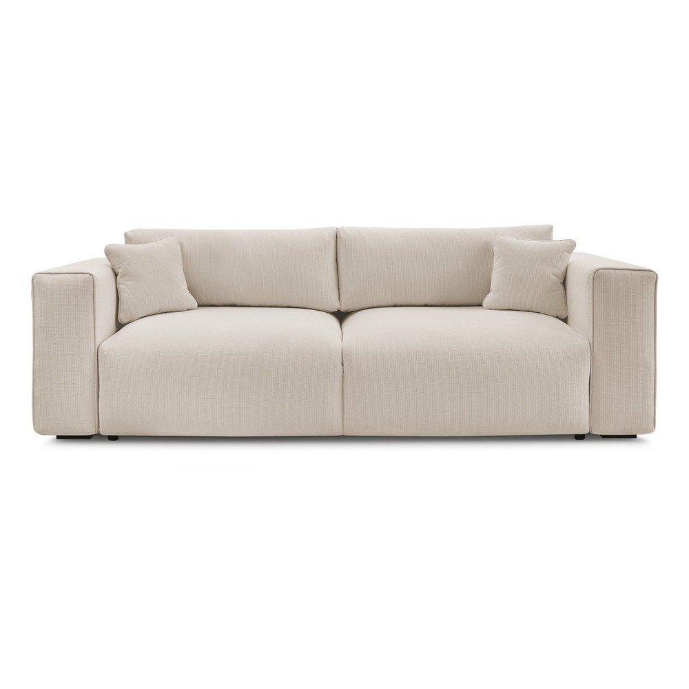 Bézs kinyitható-tárolóhelyes kanapé 265 cm Ezechiel – Bobochic Paris