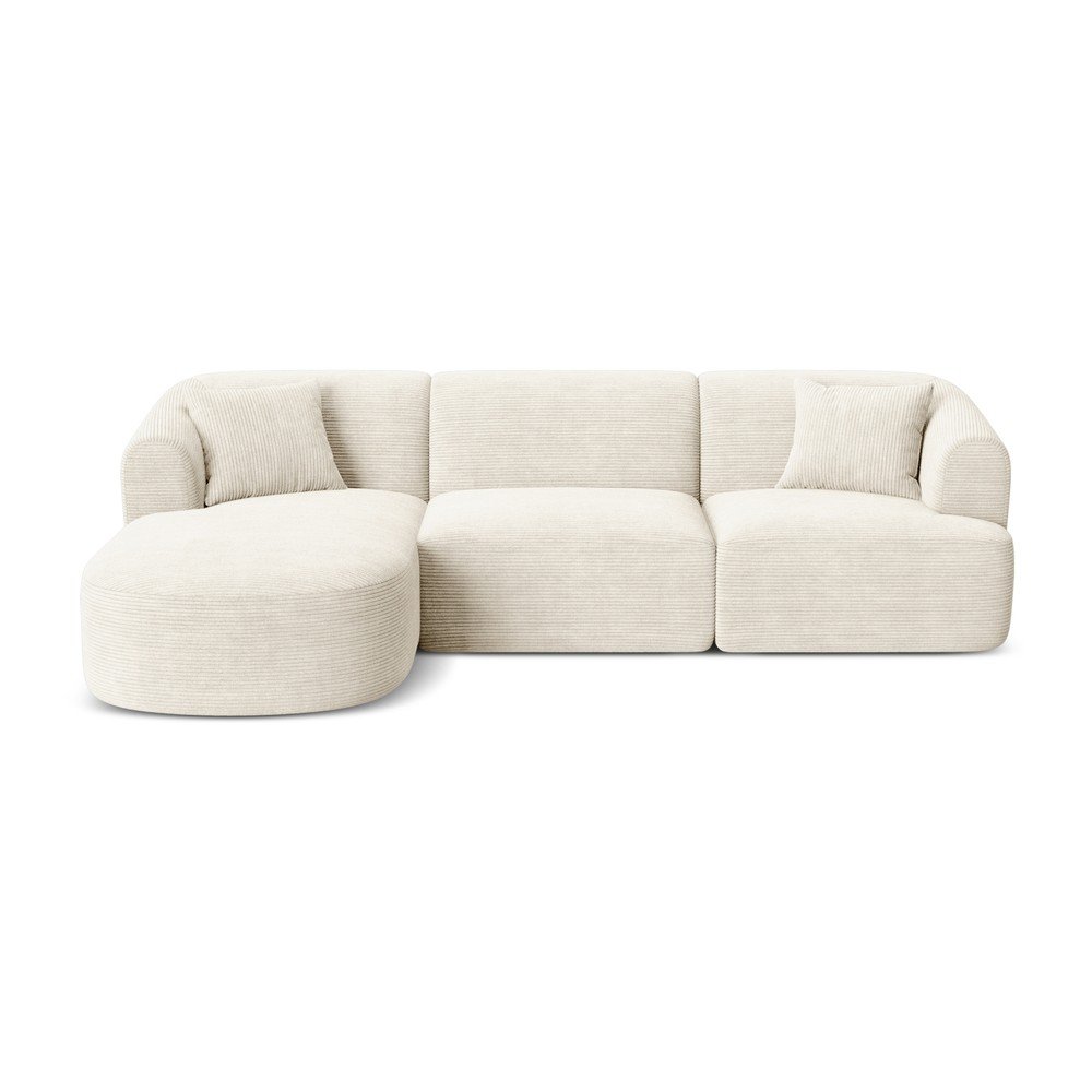 Bézs kordbársony sarokkanapé (bal oldali-heverő résszel) Campi – Cosmopolitan Design