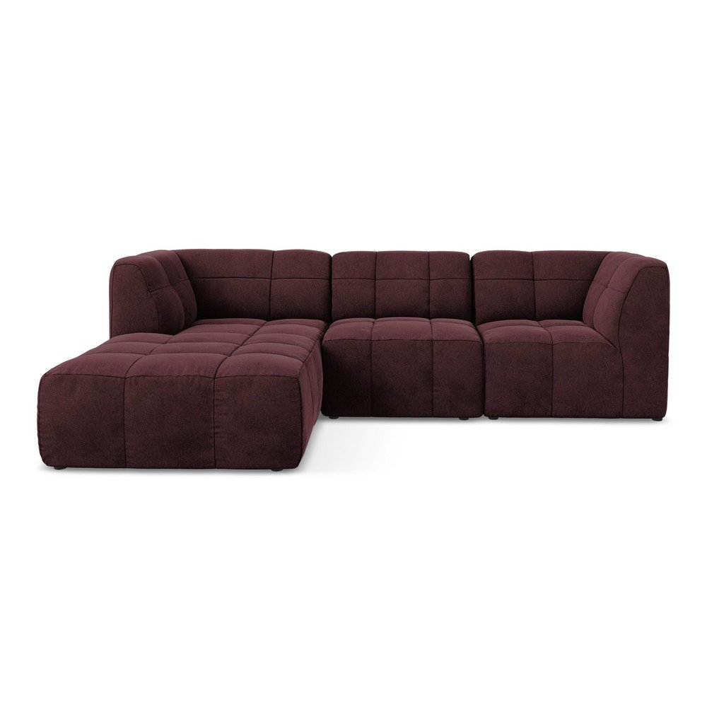 Borvörös bársony sarokkanapé (bal oldali-heverő résszel) Aloha – Makamii