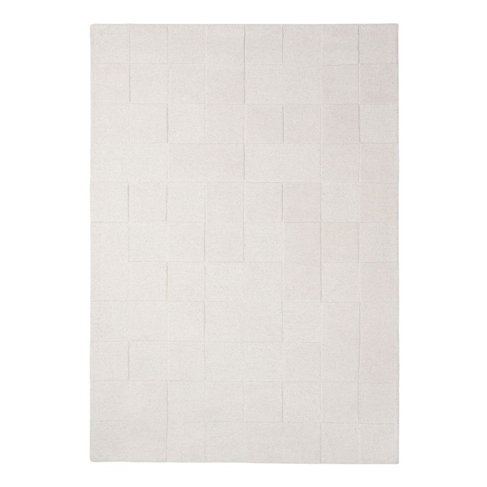 Elefántcsont színű kézi szövésű gyapjú szőnyeg 160x230 cm Checkerboard – Flair Rugs