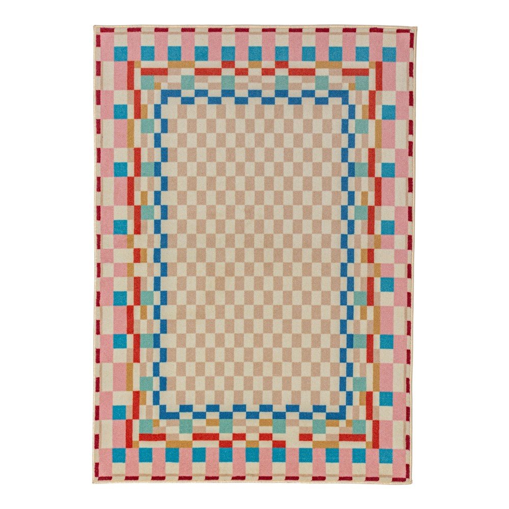 Gyapjúkeverék szőnyeg 140x200 cm Checkered Border – Flair Rugs