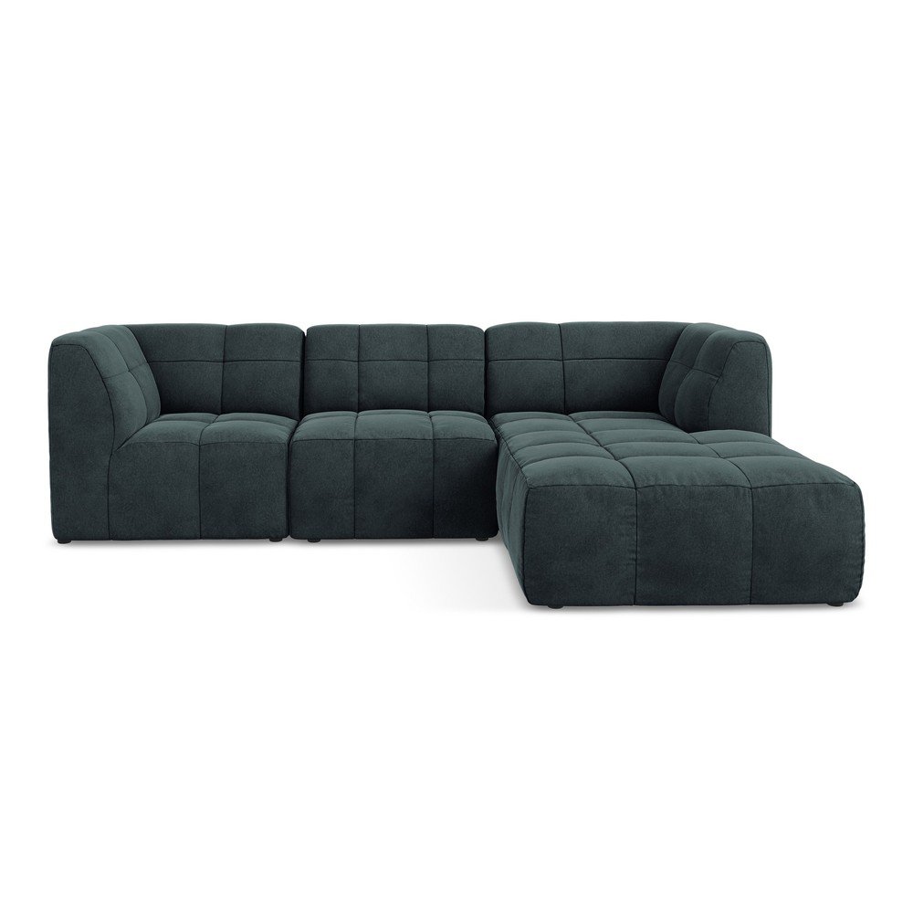 Kék bársony sarokkanapé (jobb oldali-heverő résszel) Aloha – Makamii