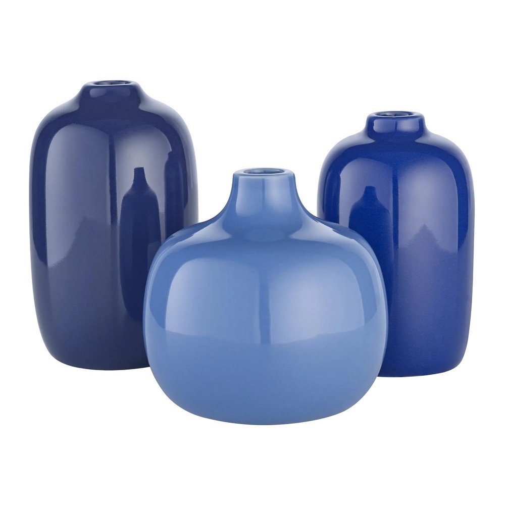 Kék kerámia váza készlet 3 db-os (magasság 9 cm) Ceola – Blomus