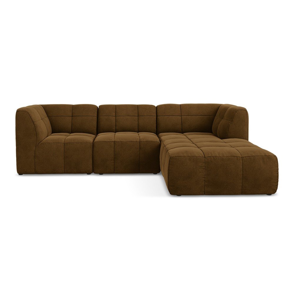 Mustársárga bársony sarokkanapé (jobb oldali-heverő résszel) Aloha – Makamii