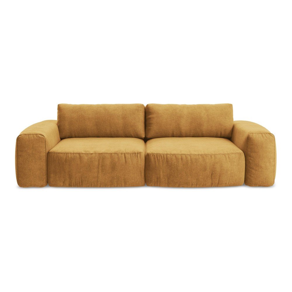 Mustársárga zsenília kinyitható kanapé 275 cm Kuki – Makamii