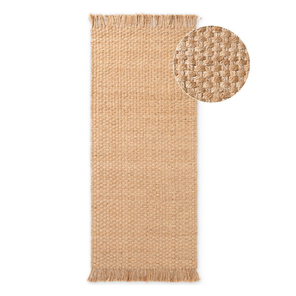 Natúr színű kétoldalas-kézi szövésű juta futószőnyeg 80x200 cm Fjord – Hanse Home
