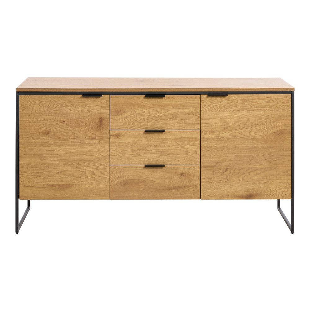 Natúr színű komód tölgyfa dekorral 155x81x45 cm Cesura – Unique Furniture
