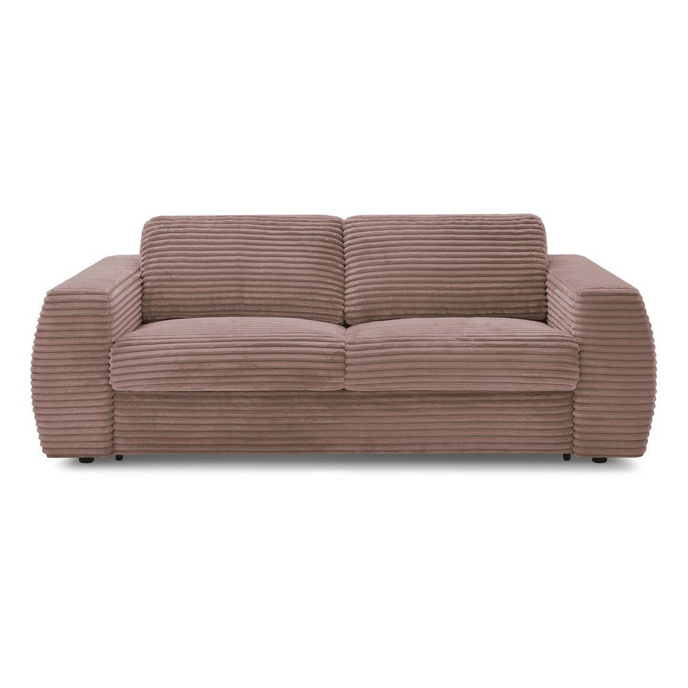 Rózsaszín kordbársony kinyitható  kanapé mindennapos alvásra 220 cm Hugo – Bobochic Paris