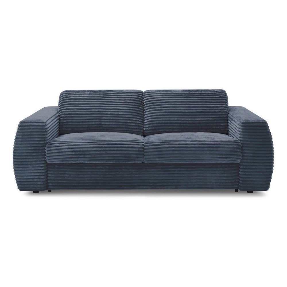 Sötétkék kordbársony kinyitható kanapé mindennapos alvásra 240 cm Hugo – Bobochic Paris