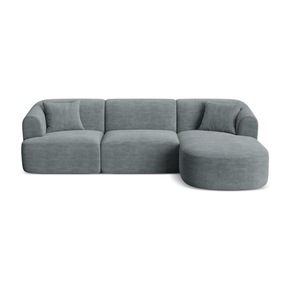 Sötétszürke kordbársony sarokkanapé (jobb oldali-heverő résszel) Campi – Cosmopolitan Design