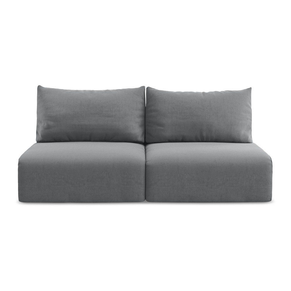 Szürke bársony kinyitható-tárolóhelyes kanapé 216 cm Kalena – Makamii