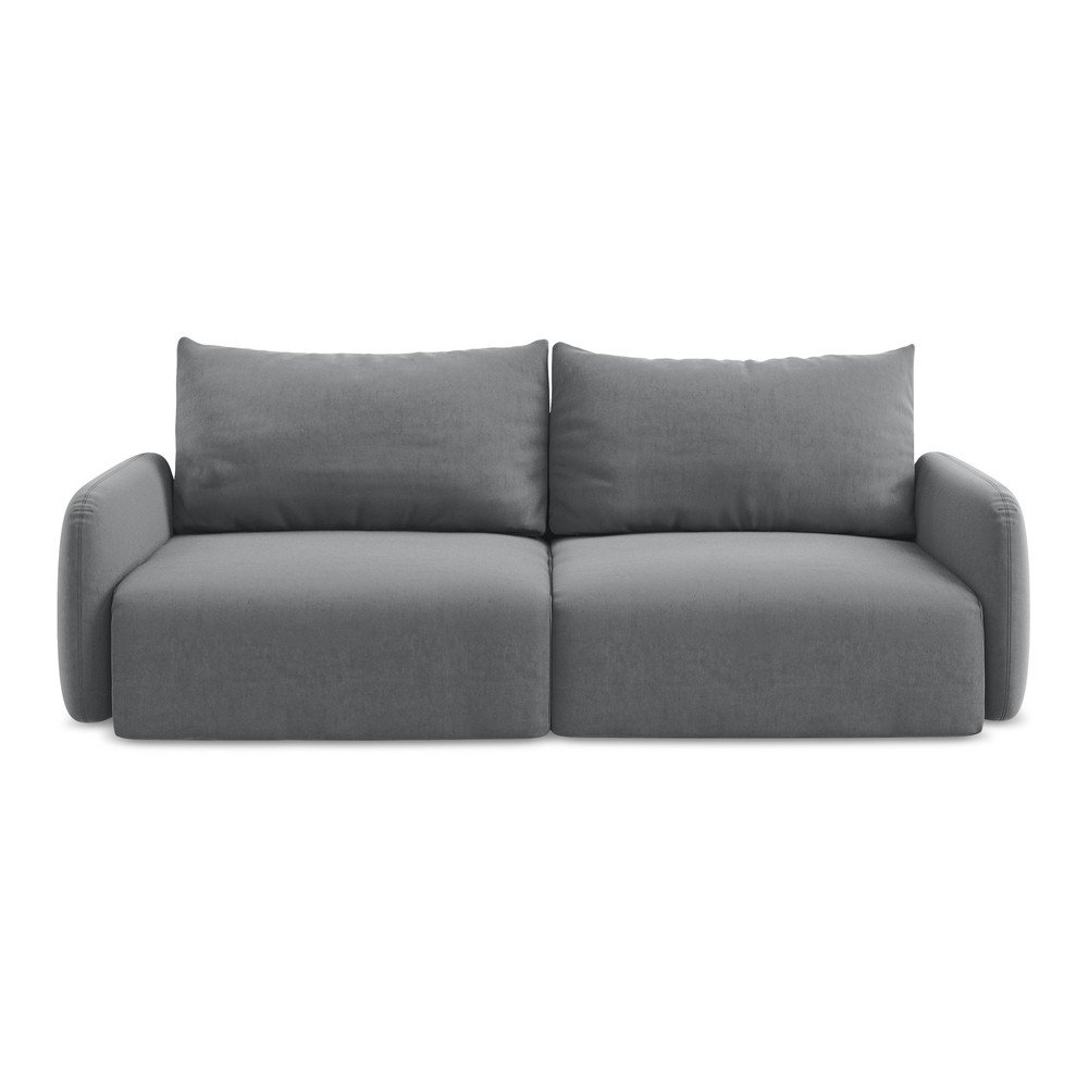 Szürke bársony kinyitható-tárolóhelyes kanapé 238 cm Kalena – Makamii