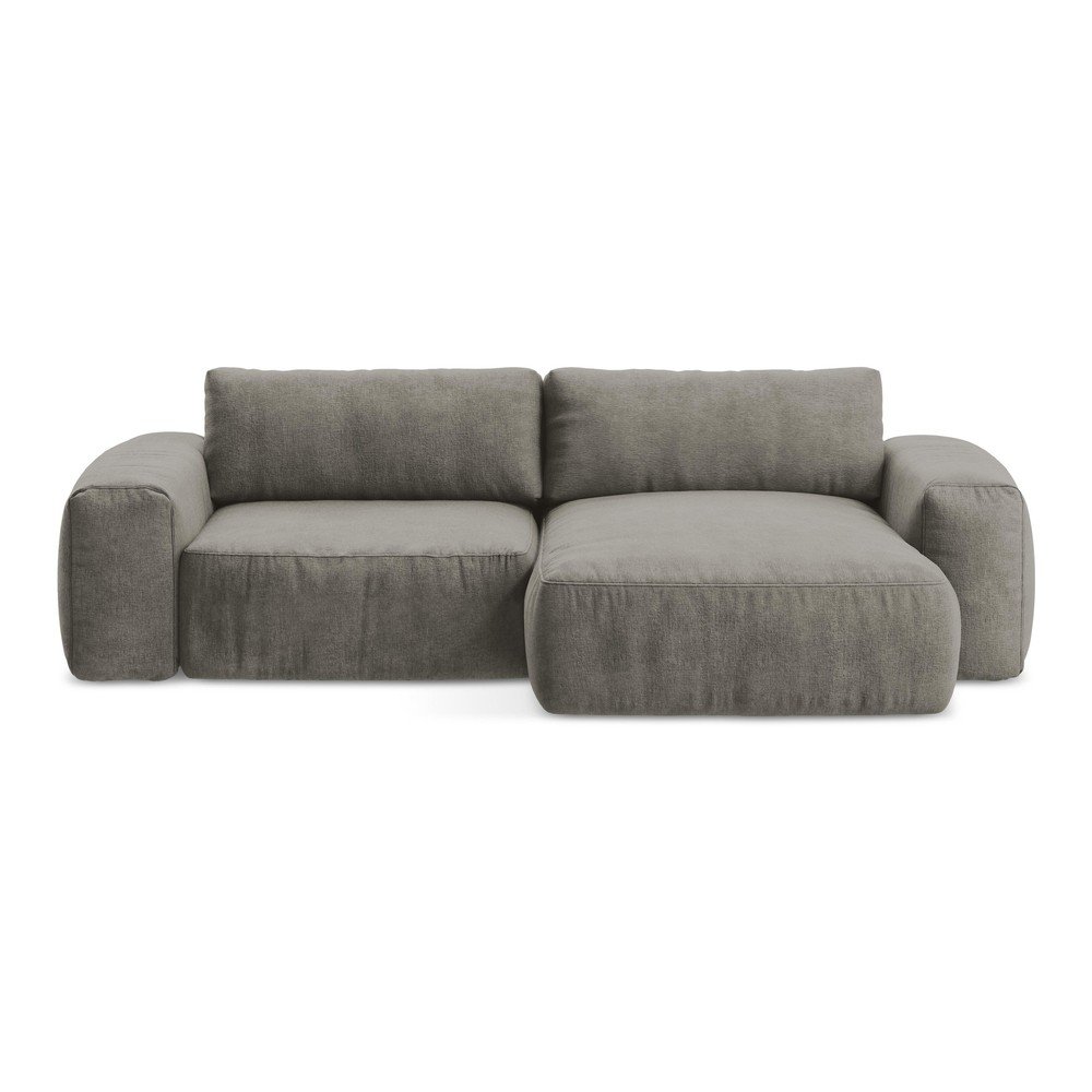 Szürke zsenília kinyitható sarokkanapé (jobb oldali-heverő résszel) Kuki – Makamii