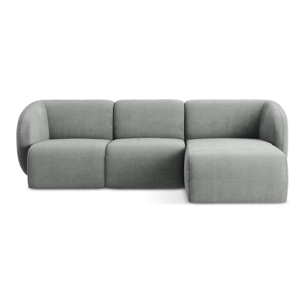 Szürke zsenília sarokkanapé (jobb oldali-heverő résszel) Lani – Makamii