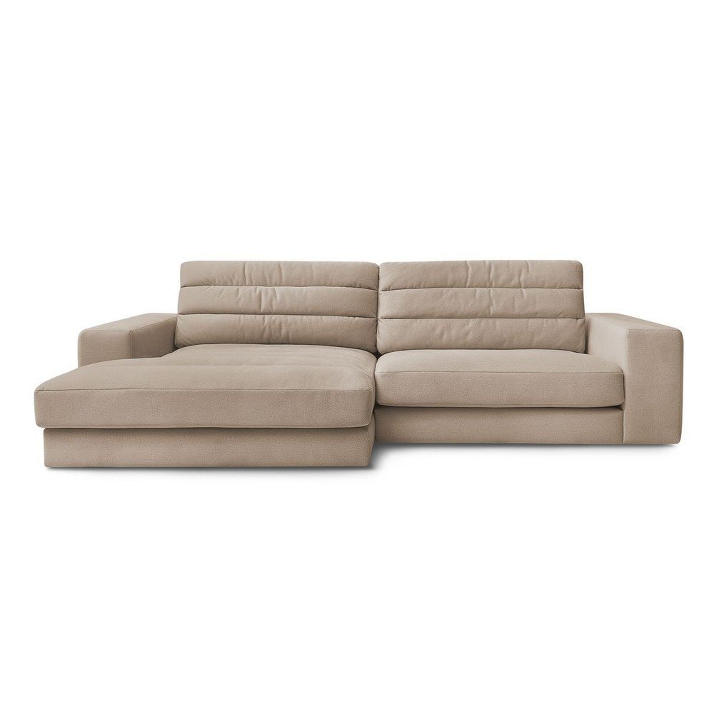 Szürkésbarna bársony sarokkanapé (bal oldali-heverő résszel) Sierra – Bobochic Paris