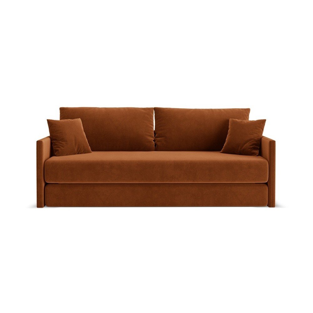 Terrakotta színű bársony kinyitható kanapé 209 cm Shannon – Cosmopolitan Design