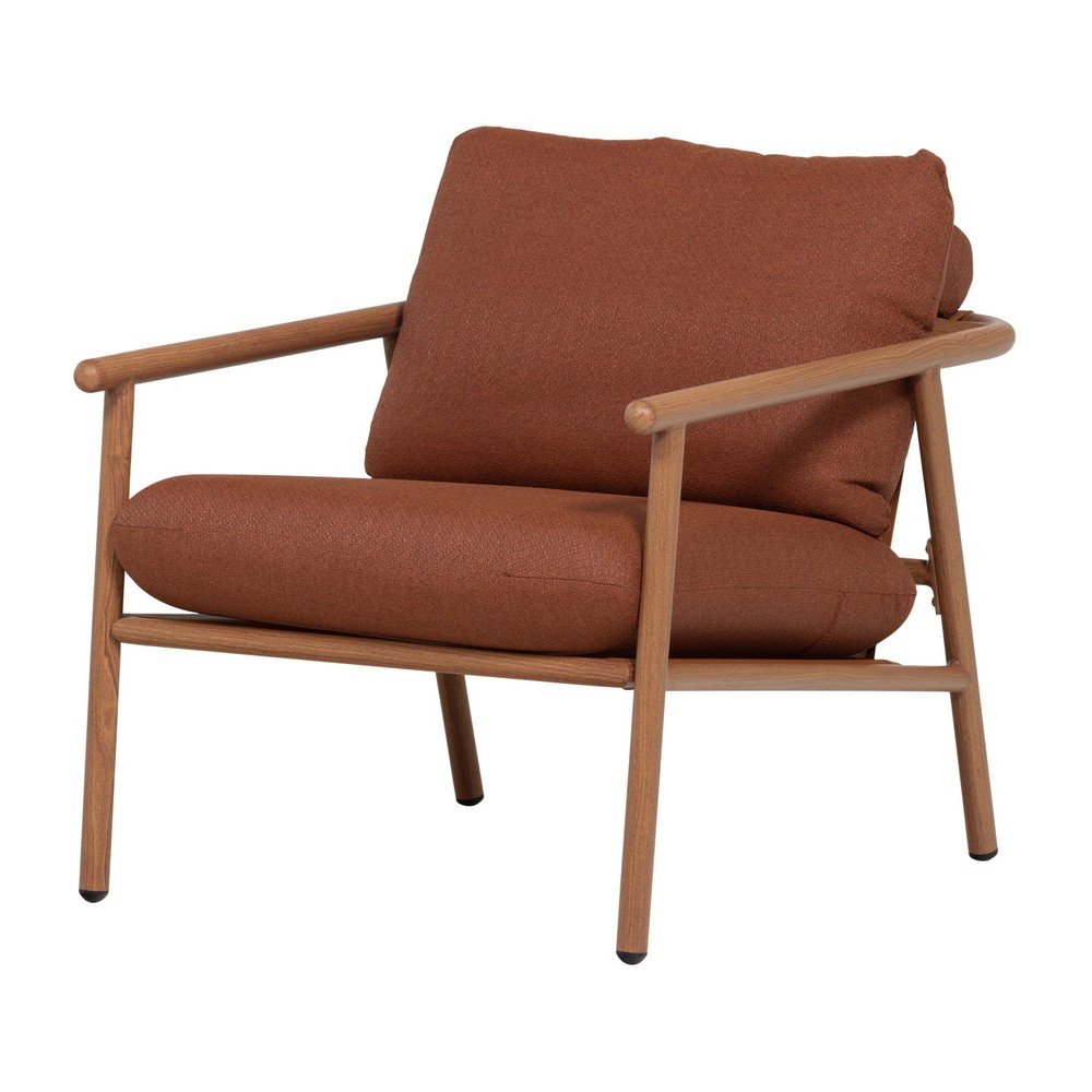 Terrakotta színű fém-párnázott kerti fotel Cavero – WOOOD