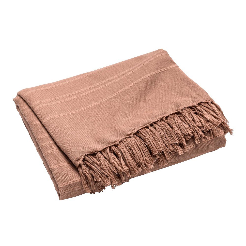 Terrakotta színű pamut ágytakaró 125x150 cm Lilia – douceur d'intérieur