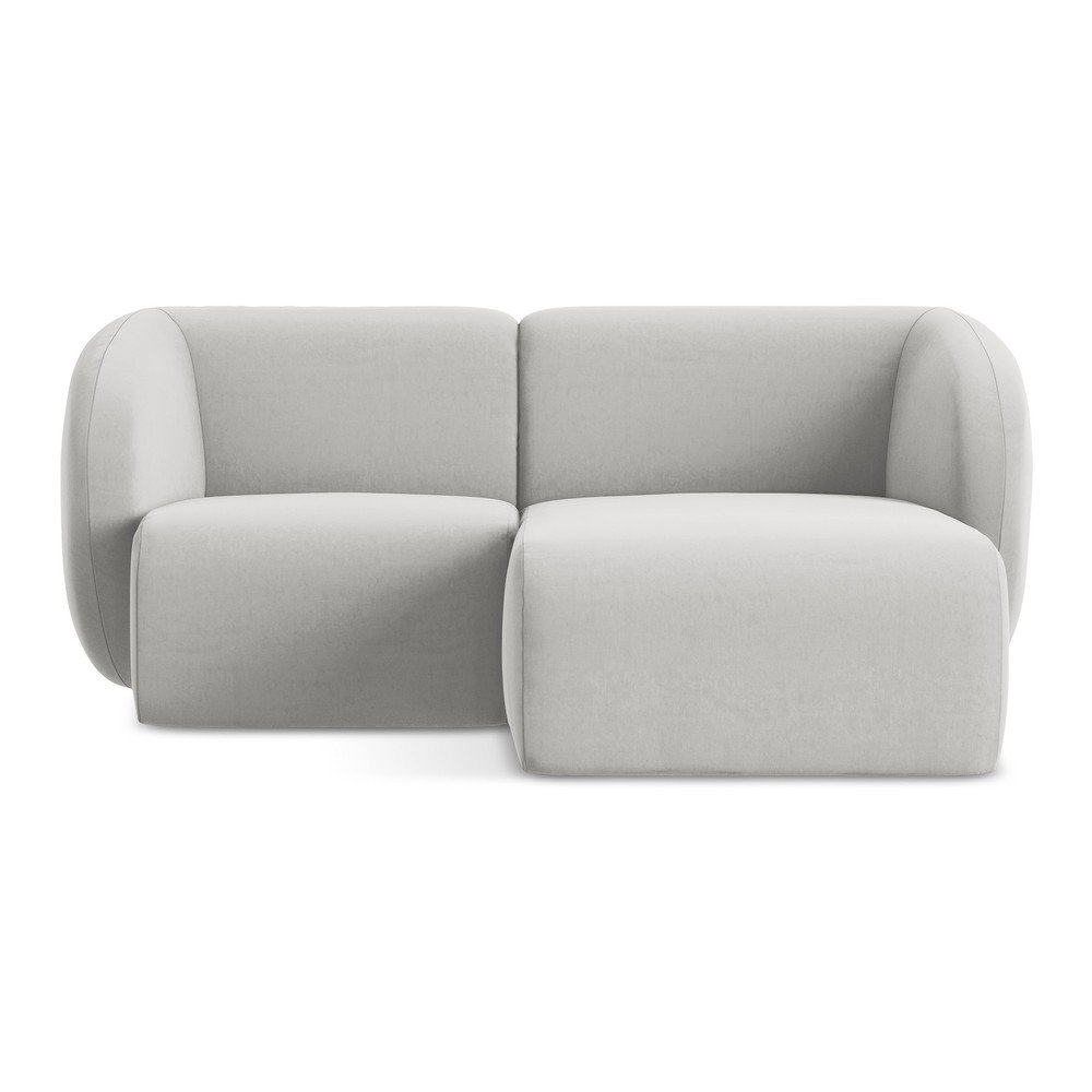 Világosszürke bársony sarokkanapé (jobb oldali-heverő résszel) Lani – Makamii