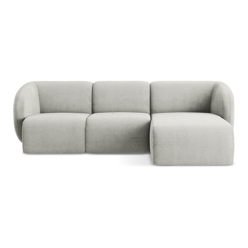 Világosszürke zsenília sarokkanapé (jobb oldali-heverő résszel) Lani – Makamii